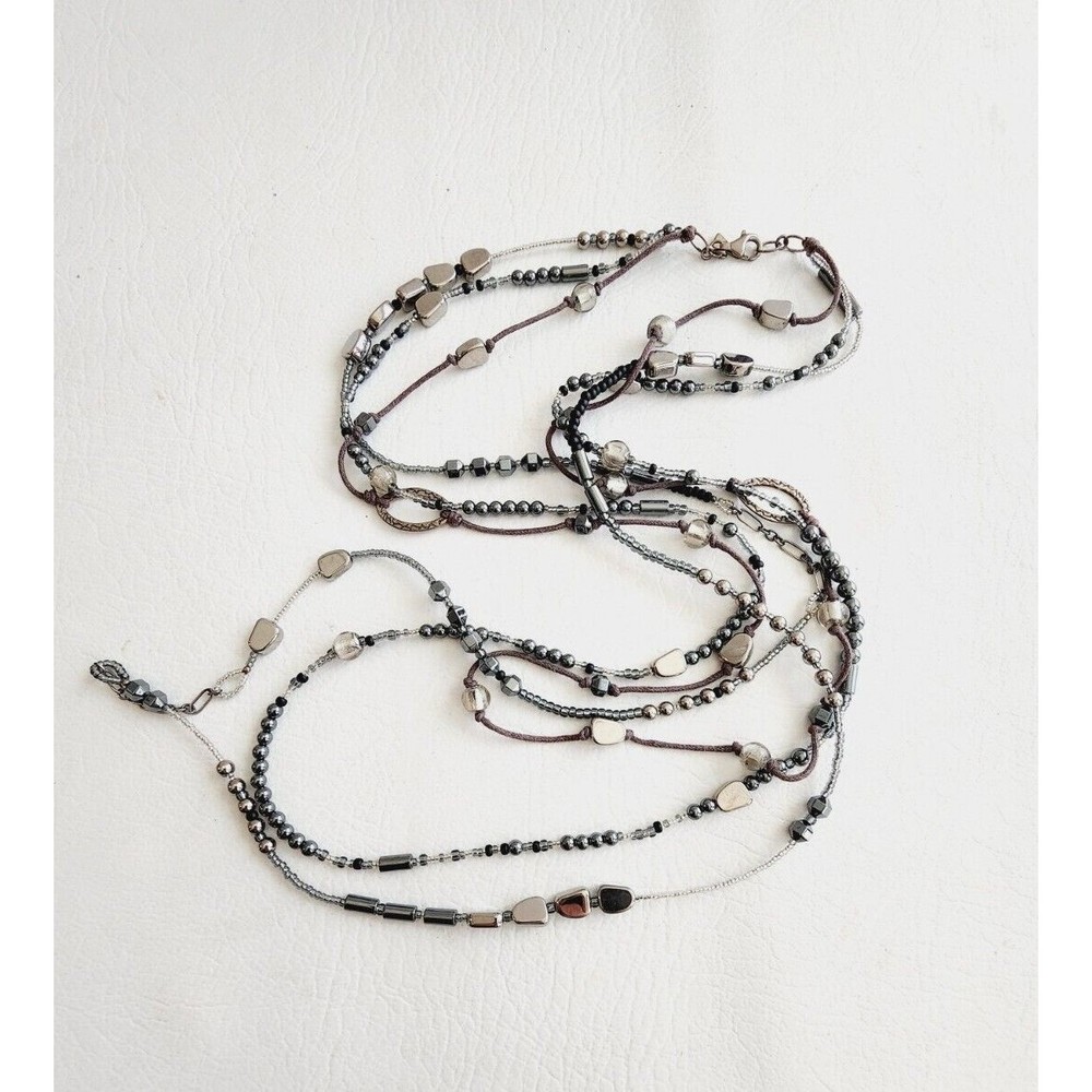 Silpada Sterling Silver Multistrand Hematite Seed Bead Dewdrops Necklace N2097 - Picture 3 of 7